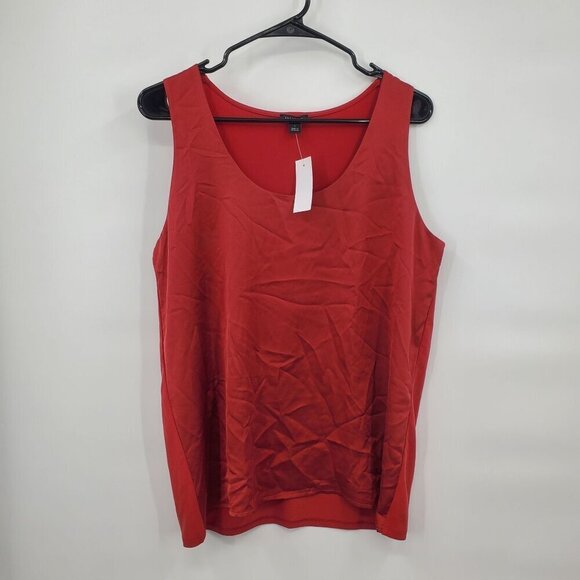 Ann Taylor Shimmer Mixed Media Tank Top Women Size Large Scoop Neck Shell - Picture 2 of 11